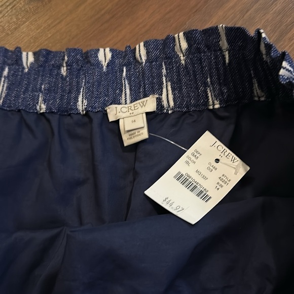 NWT J Crew Linen Sidewalk Mini Skirt-Blue Denim Color with Geometric Design- 14 - Picture 4 of 9